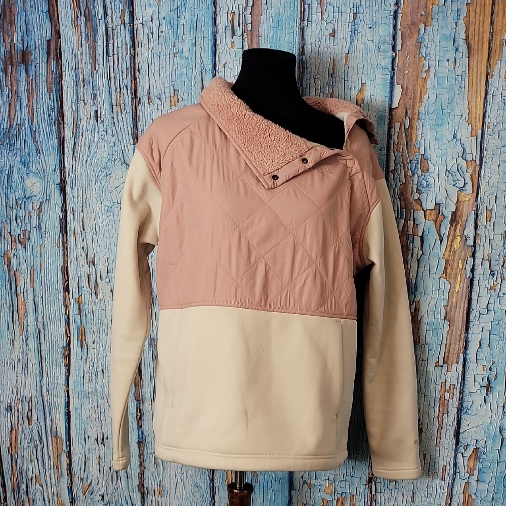 The North Face Rosie Sherpa Cream and Pink Pullover